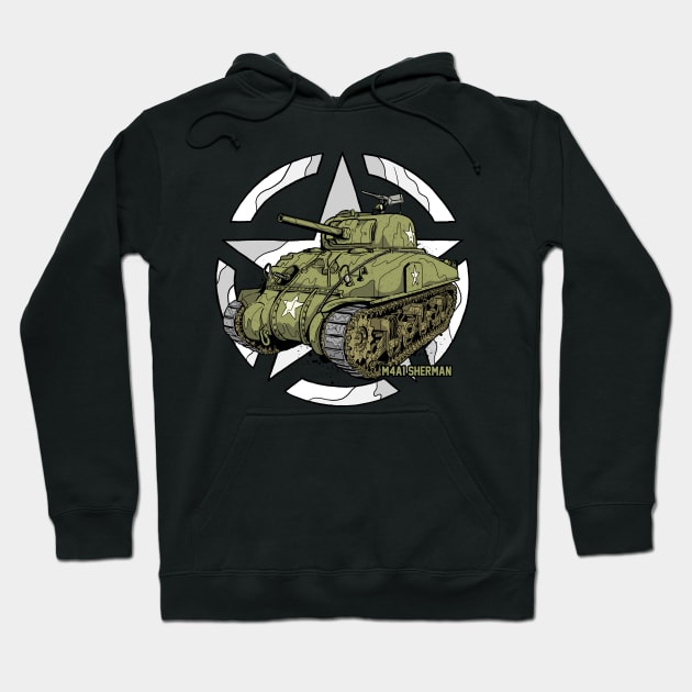 Sherman M4A1 WWII Army Tank History Hoodie by Vae Victis